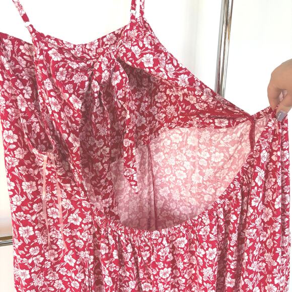 Universal Thread Red Midi Sundress Floral Open Back Sleeveless Vacation 4X - Picture 6 of 12